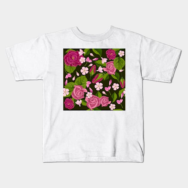 pattern of roses Kids T-Shirt by lisenok